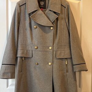 Vince Camuto Gray Pea Coat with Gold Accents